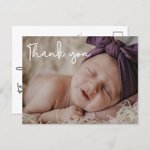 Carte Postale Faire-part Baby shower photo pour bébé fille Script moderne