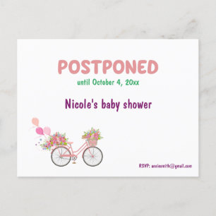 Carte Postale Faire-part Baby shower reporté avec date de replanification R