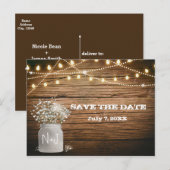 Carte Postale Faire-part Baby's Breath Floral dans un pot Mason rustique & (Devant / Derrière)