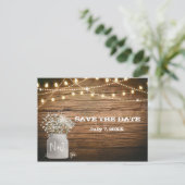 Carte Postale Faire-part Baby's Breath Floral dans un pot Mason rustique & (Debout devant)