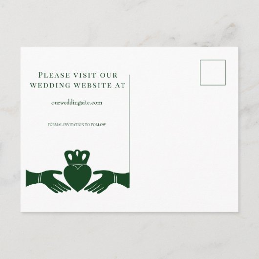 Carte Postale Faire-part Bague Claddagh Irlandaise STD Save the Date Mariag (Dos)