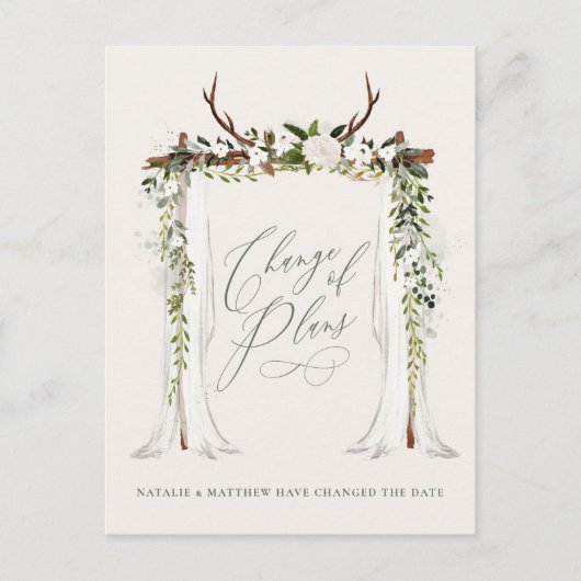 Carte Postale Faire-part Bague rustique de ferme et eucalyptus élégant chic (Devant)