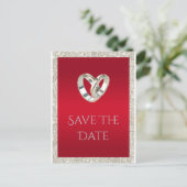 Carte Postale Faire-part Bagues de mariage élégantes, rouge rubis et mariag (Debout devant)