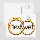 Carte Postale Faire-part Bagues de Nouveaux Mariés (Devant / Derrière)