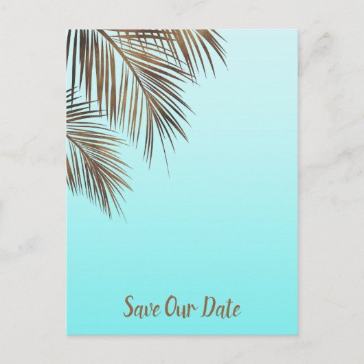 Carte Postale Faire-part Bahama Breeze Copper Palm Aqua Blue Enregistrer La (Devant)