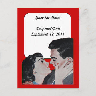 Carte Postale Faire-part Baiser vintage Enregistrer la date