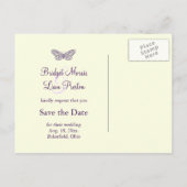 Carte Postale Faire-part Baisers à papillon Enregistrer la date jaune (Dos)