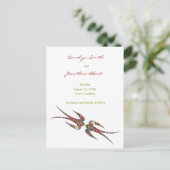 Carte Postale Faire-part Baisers d'hirondelles Fleurs printanières chic fai (Debout devant)