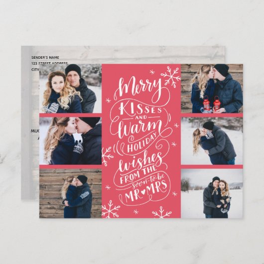 Carte Postale Faire-part Baisers Joyeux Vœux Chaleureux Enregistrer la date (Devant / Derrière)