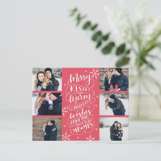 Carte Postale Faire-part Baisers Joyeux Vœux Chaleureux Enregistrer la date (Debout devant)