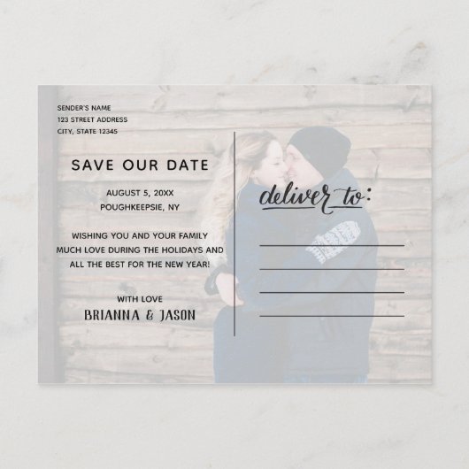 Carte Postale Faire-part Baisers Joyeux Vœux Chaleureux Sauvegarder la date (Dos)