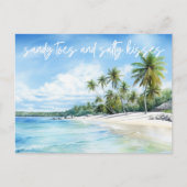 Carte Postale Faire-part Baisers Salés Mariage sur la Plage, Réservez la Da (Devant)