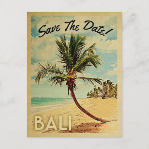 Carte Postale Faire-part Bali Enregistrer La Date Vintage Beach Palm Tree