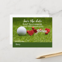 Balle de golf sur vert enregistrer la date pour l'