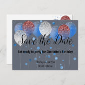 CARTE POSTALE FAIRE-PART BALLONS BLANCS BLEUS BLEUS BLEUS MARINE ENREGISTRE (Devant / Derrière)