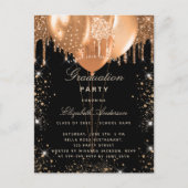 Carte Postale Faire-part Ballons de parties scintillant en or noir (Devant)