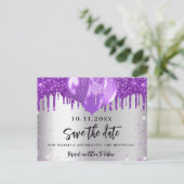 Carte Postale Faire-part Ballons violets argentés anniversaire enregistrer (Debout devant)