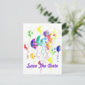 Carte Postale Faire-part Balloons Fête Arc-en-ciel Célébrer Confettis (Debout devant)