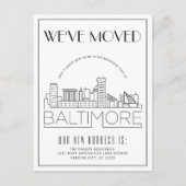 Carte Postale Faire-part Baltimore Skyline Moderne Deco Changement d'Adress (Devant)