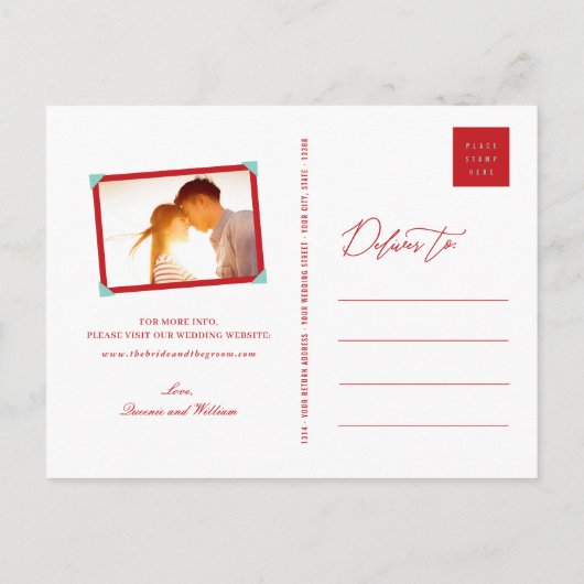 Carte Postale Faire-part Bambou Feuilles Double Bonheur Photo Enregistrer L (Dos)