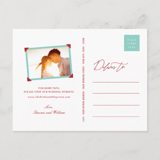 Carte Postale Faire-part Bambou Feuilles Double Bonheur Photo Enregistrer L (Dos)