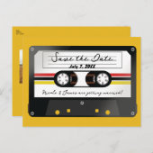 Carte Postale Faire-part Bande de cassette rétro Jaune 90's Enregistrer la  (Devant / Derrière)