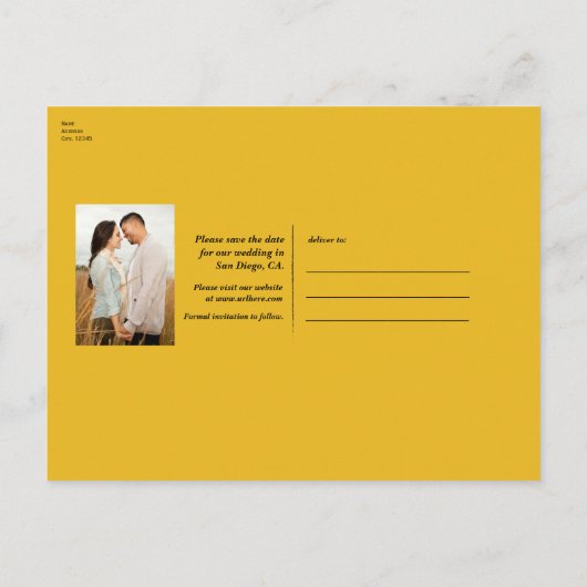 Carte Postale Faire-part Bande de cassette rétro Jaune 90's Enregistrer la  (Dos)