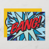 Carte Postale Faire-part BANG Votre Bulle de Texte de Message Amusant Rétro (Devant / Derrière)