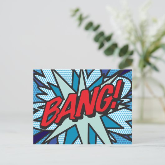 Carte Postale Faire-part BANG Votre Bulle de Texte Message Fun Rétro (Debout devant)
