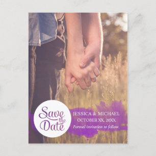 Carte Postale Faire-part Bannière aquarelle violette pour sauvegarde de dat
