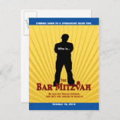 Carte Postale Faire-part Bar Mitzvah de star de cinéma, date à retenir, jau (Devant / Derrière)