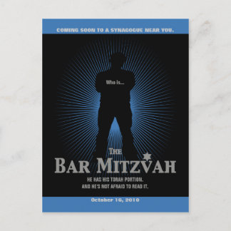 Carte Postale Faire-part Bar Mitzvah d'une star de cinéma, date à retenir,