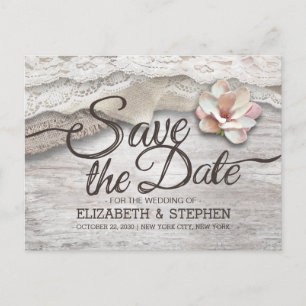 Carte Postale Faire-part Barn Bois Burlap Dentelle Floral Mariage Enregistr