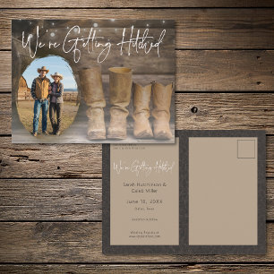 Carte Postale Faire-part Barn & Boots Photo Rustique Cow-boy Enregistrer la