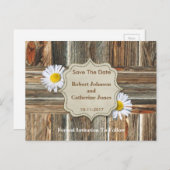 Carte Postale Faire-part Barn Wood et Daisy Save The Date (Devant / Derrière)