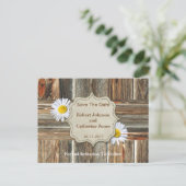 Carte Postale Faire-part Barn Wood et Daisy Save The Date (Debout devant)