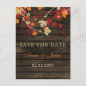 Carte Postale Faire-part Barn Wood Rustic Fall Leaves Mariage enregistrer l (Devant)
