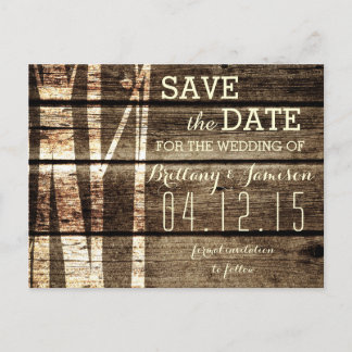 Carte Postale Faire-part Barne rustique Bois bouleau Arbres hiver Enregistr