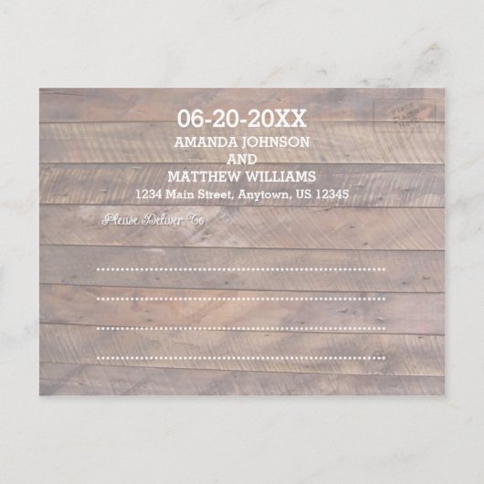 Carte Postale Faire-part Barnwood Lights Aqua Mariage Enregistrer la Date (Dos)