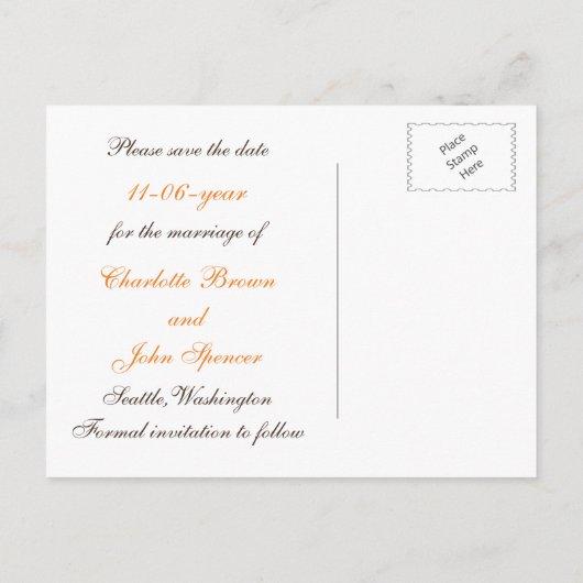 Carte Postale Faire-part Barnwood Rustic Mariage de automne enregistrer la  (Dos)