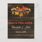Carte Postale Faire-part Barnwood Rustic Mariage de automne enregistrer la  (Devant)