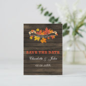 Carte Postale Faire-part Barnwood Rustic Mariage de automne enregistrer la  (Debout devant)