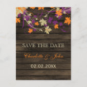 Carte Postale Faire-part Barnwood Rustic prum feuilles tomber enregistrer l (Devant)