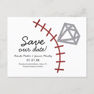 Carte Postale Faire-part Baseball Homerun Diamond Gem Enregistrer La Date
