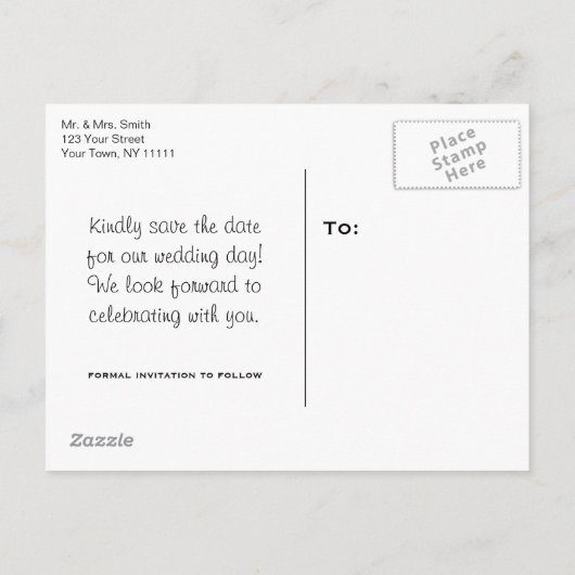 Carte Postale Faire-part Baskets Noir Blanc Rose Enregistrez la Date (Dos)