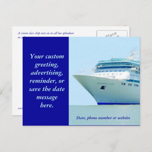 Carte Postale Faire-part Bateau de croisière splendide 3 sur mesure (Devant / Derrière)