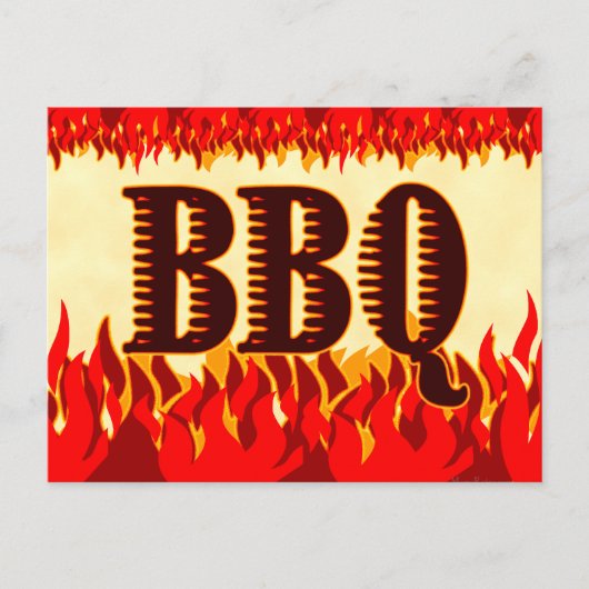 Carte Postale Faire-part BBQ Western Flames Custom Enregistrer la date Cart (Devant)