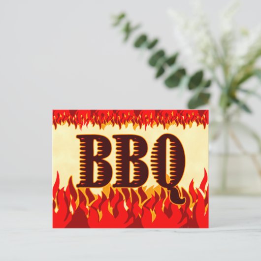 Carte Postale Faire-part BBQ Western Flames Custom Enregistrer la date Cart (Debout devant)