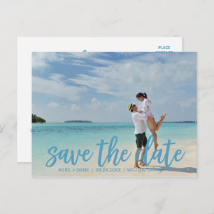 Carte Postale Faire-part Beach Blue Enregistrer la photo de la date