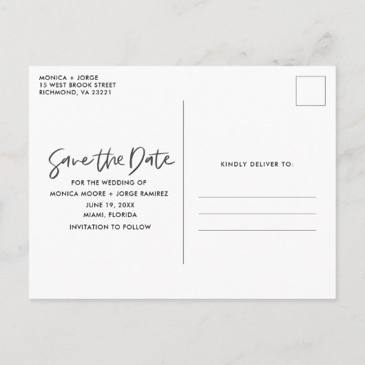 Carte Postale Faire-part Beach Blue Trois Arches photo mariage Enregistrer  (Dos)